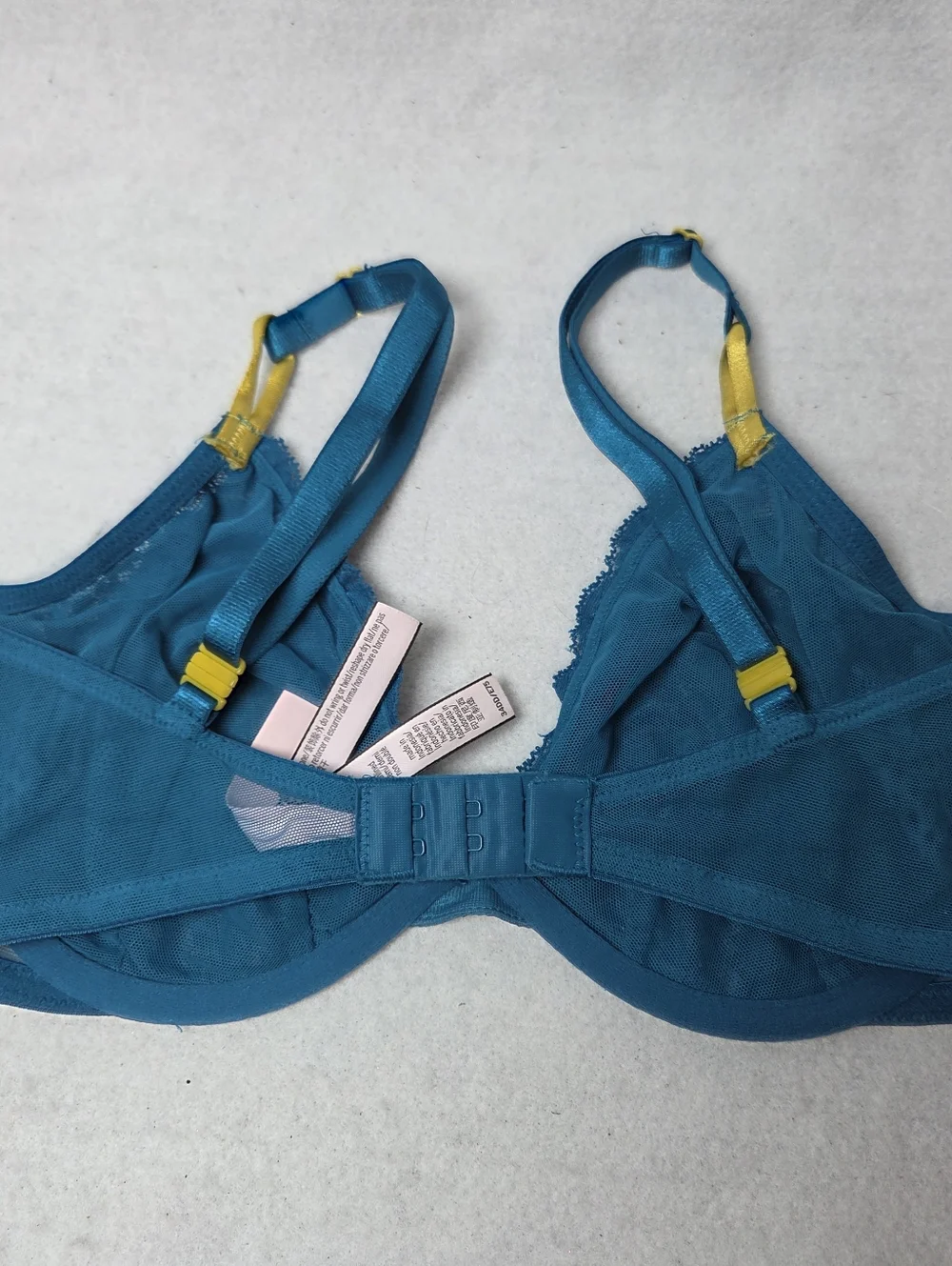 Victoria's Secret Teal and Yellow Lace Bra 34DD